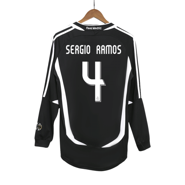 Ретро SERGIO RAMOS #4 Реал Мадрид Гостуваща Тениска с дълъг ръкав 2006/07