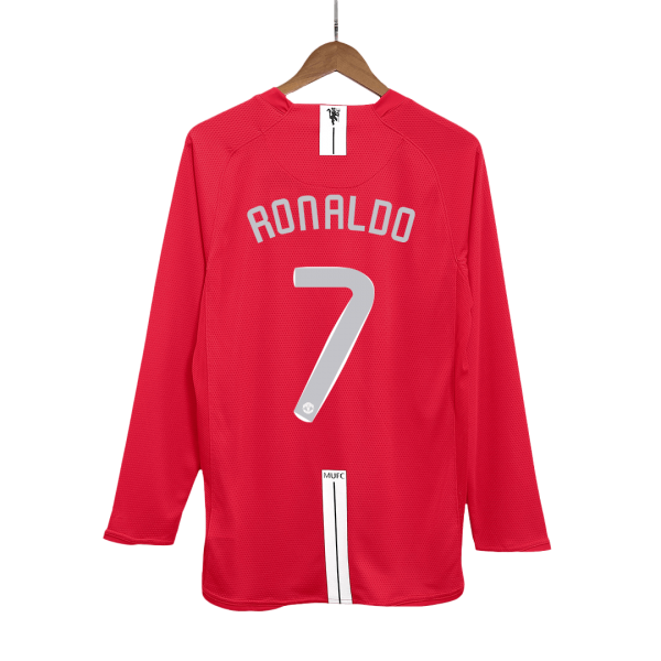 Ретро RONALDO #7 Манчестер Юнайтед Домакинска Тениска с дълъг ръкав 2007/08 - UCL