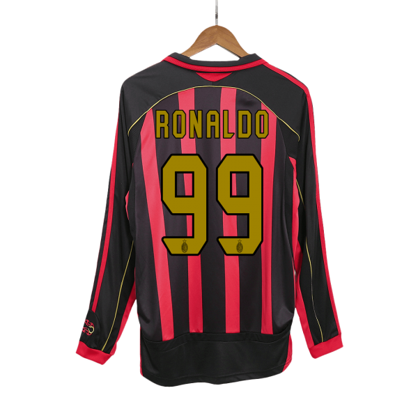 Ретро RONALDO #99 АК Милан Домакинска Тениска с дълъг ръкав 2006/07