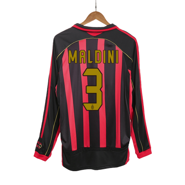 Ретро MALDINI #3 АК Милан Домакинска Тениска с дълъг ръкав 2006/07