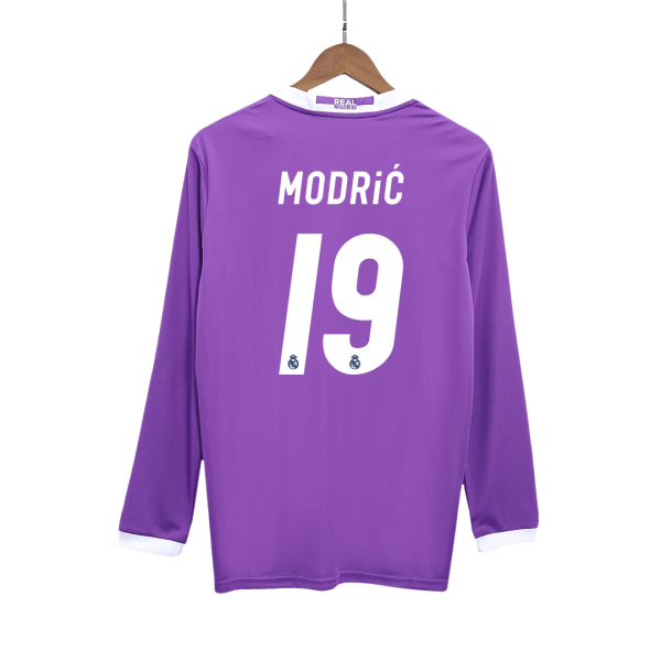 Ретро MODRIĆ #19 Реал Мадрид Гостуваща Тениска с дълъг ръкав 2016/17