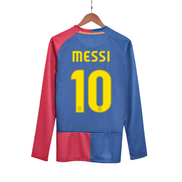 Ретро MESSI #10 Барселона Домакинска Тениска с дълъг ръкав 2008/09 - UCL